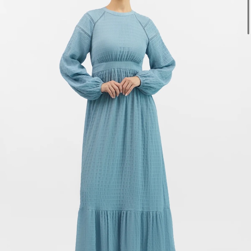 FARES XS Long Sleeve Blue Dress Cottagecore